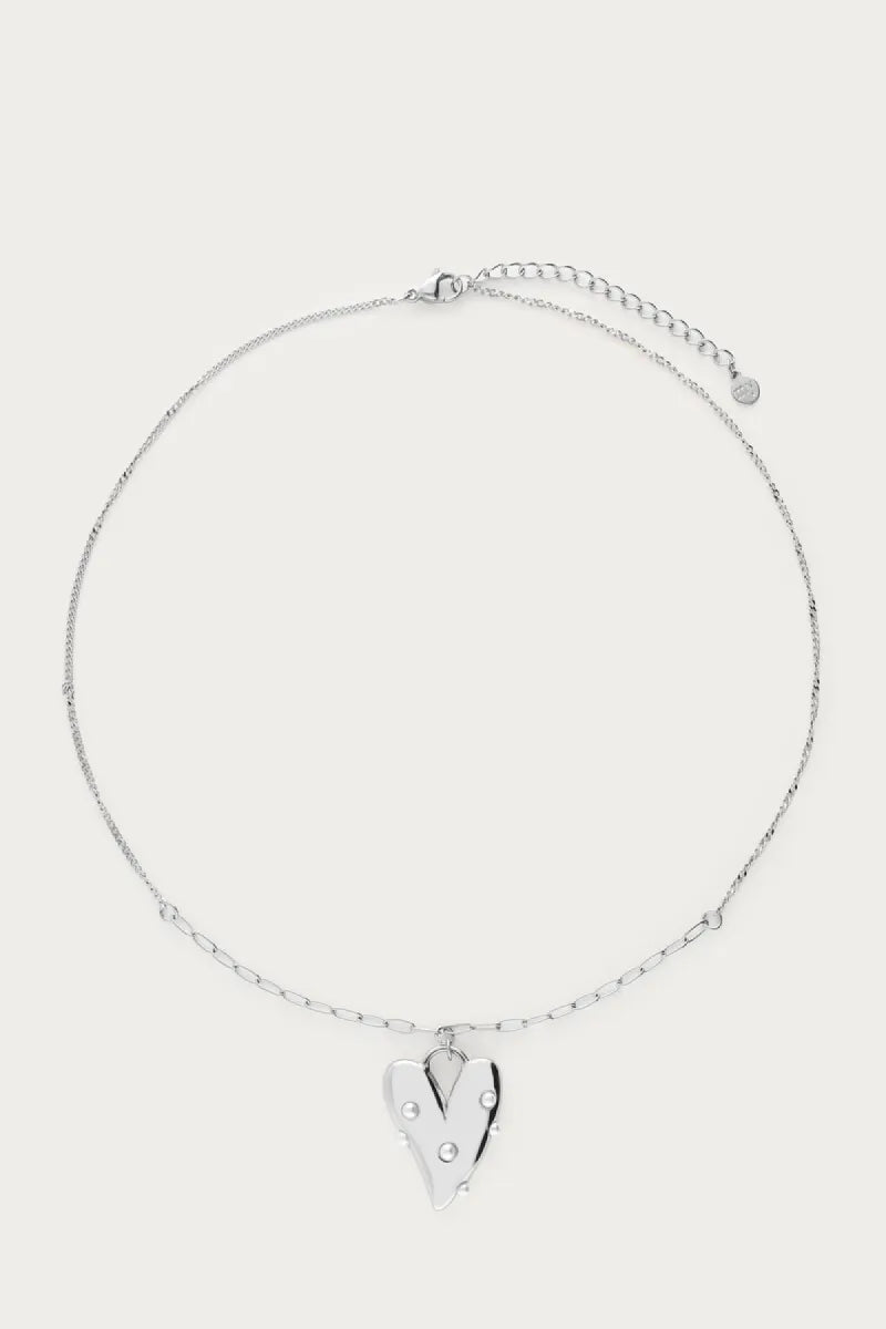 MY JEWELLERY Ketting Groot Hart & Imitatieparels - Zilver