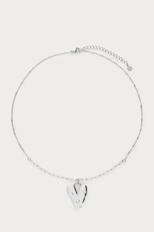 MY JEWELLERY Ketting Groot Hart & Imitatieparels - Zilver