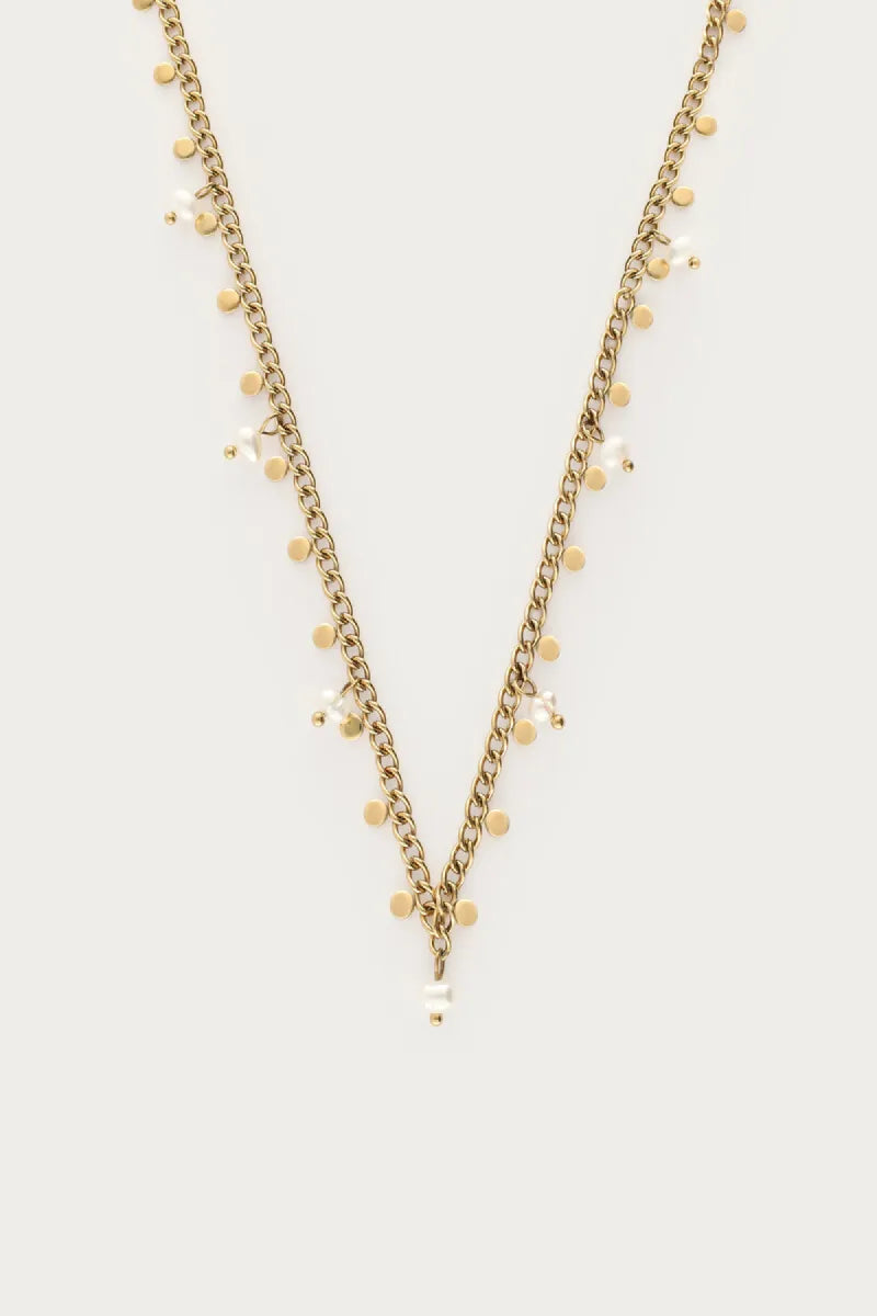 MY JEWELLERY Ketting Kleine Munten & Zoetwaterparels - Goud