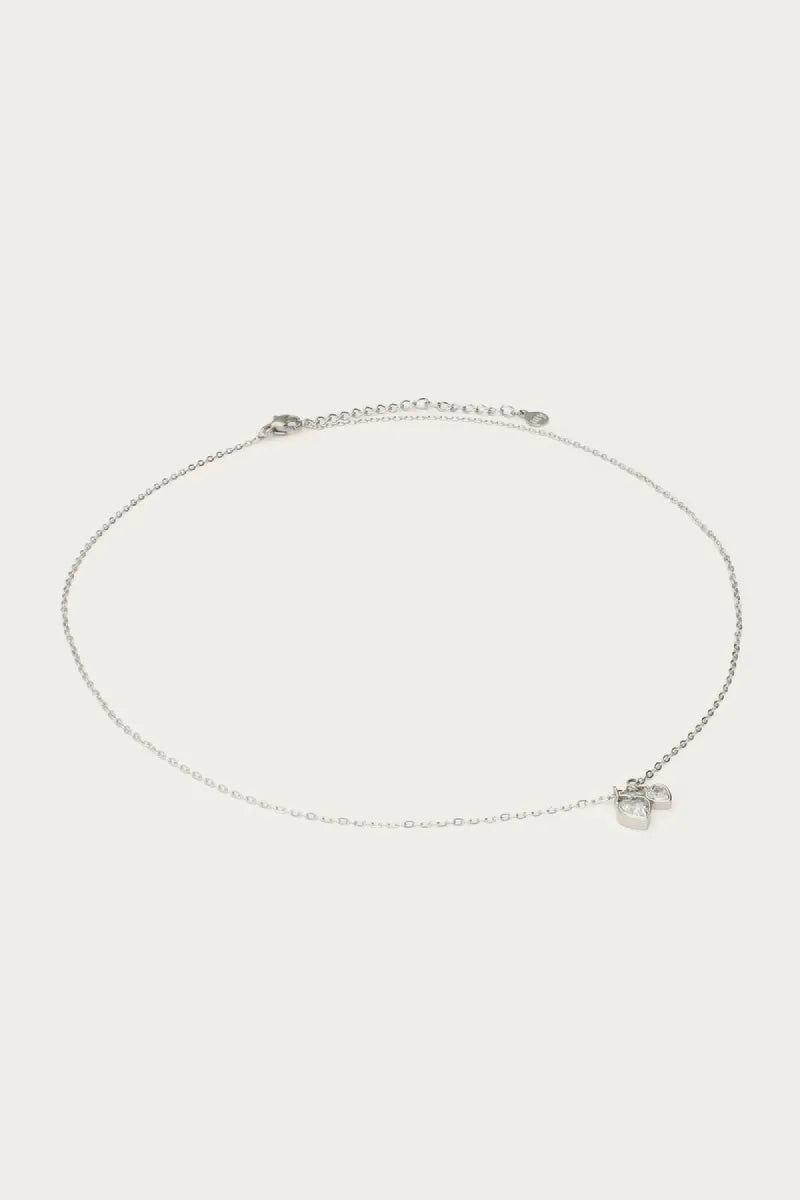 MY JEWELLERY Ketting Twee Strass Hartjes - Zilver