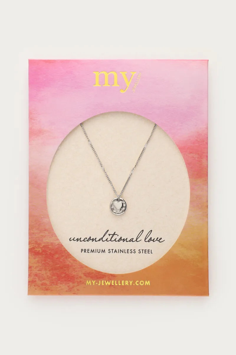 MY JEWELLERY Unconditional Love Ketting "Hammered Heart" - Zilver