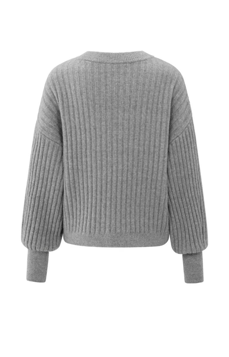 YAYA Ribbed Sweater With Round Neck