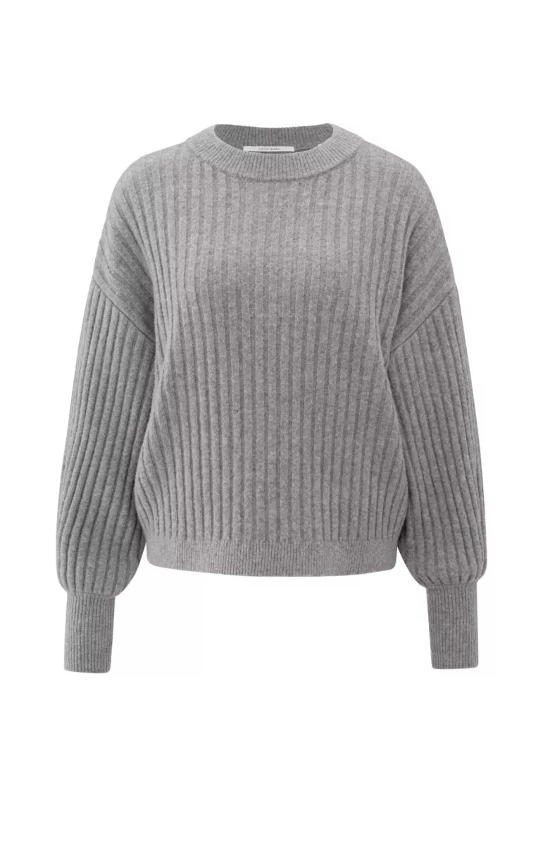 YAYA Ribbed Sweater With Round Neck