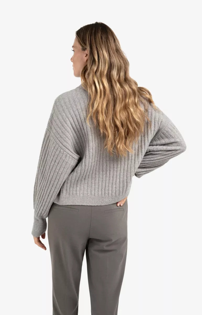 YAYA Ribbed Sweater With Round Neck