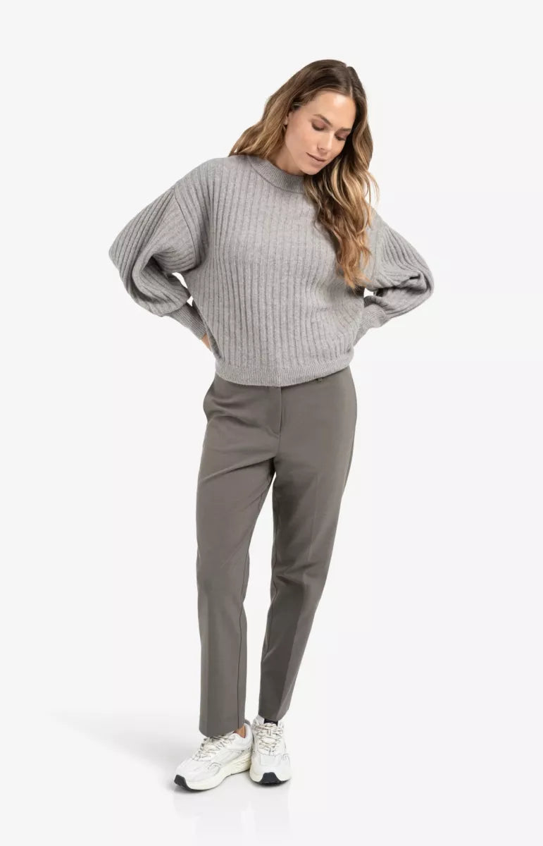 YAYA Ribbed Sweater With Round Neck
