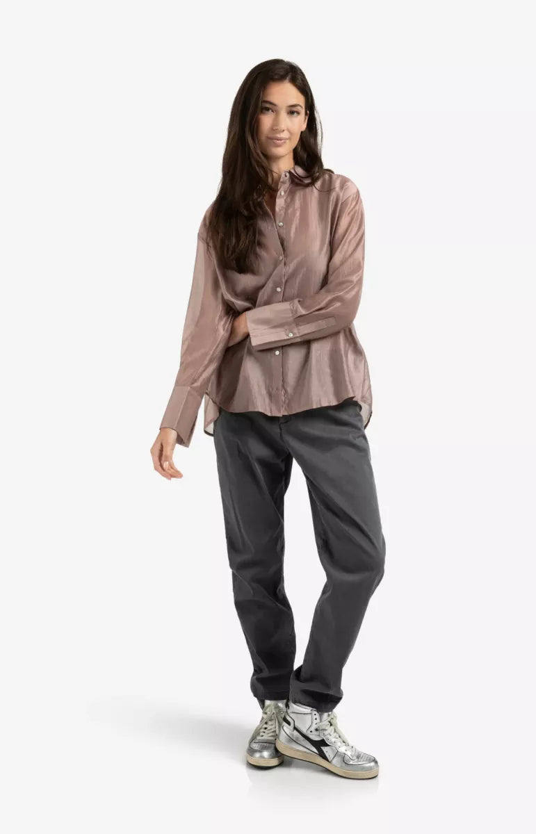 YAYA Sheer Blouse With Back Slit