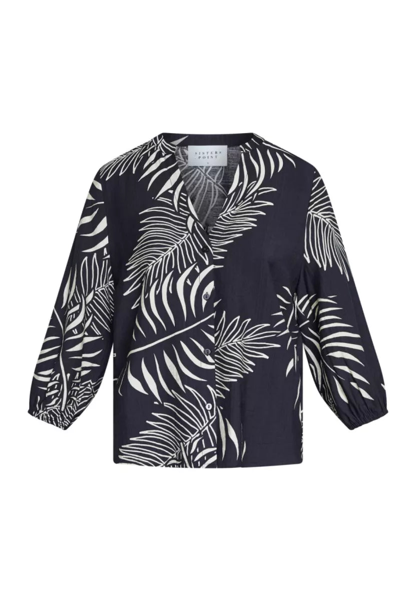 SISTERS POINT Viaba Shirt - Black Leaf
