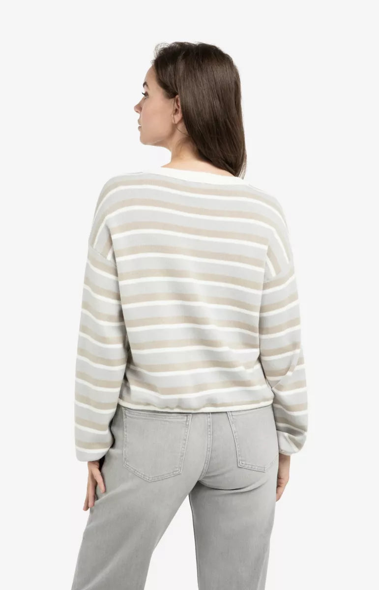 YAYA Gestreepte Trui met Koorddetail
