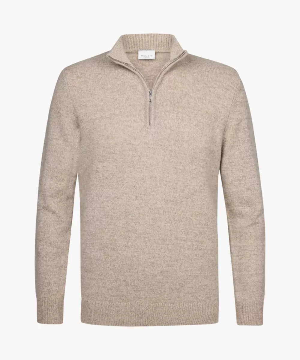 PROFUOMO Wollen Half Zip - Zand