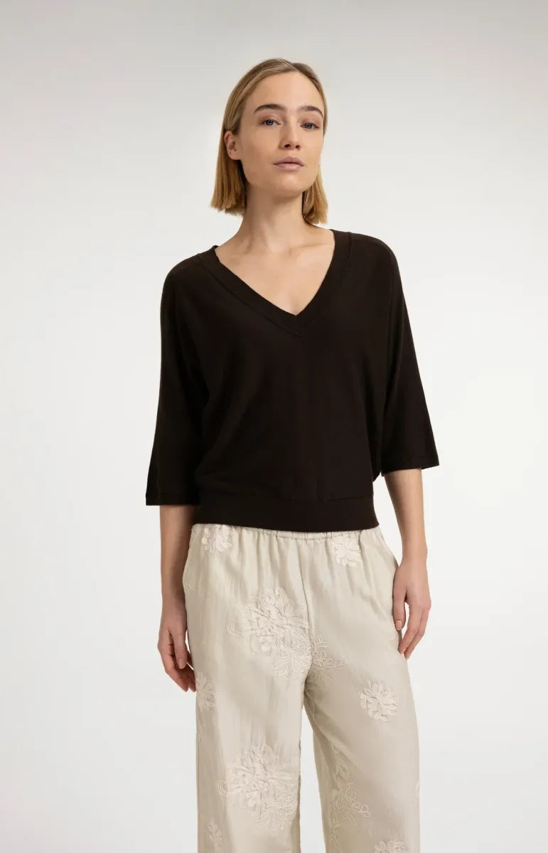 YAYA V-Hals Trui Met Naaddetails