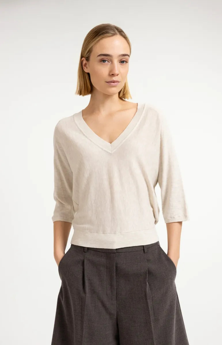 YAYA V-Hals Trui Met Naaddetails