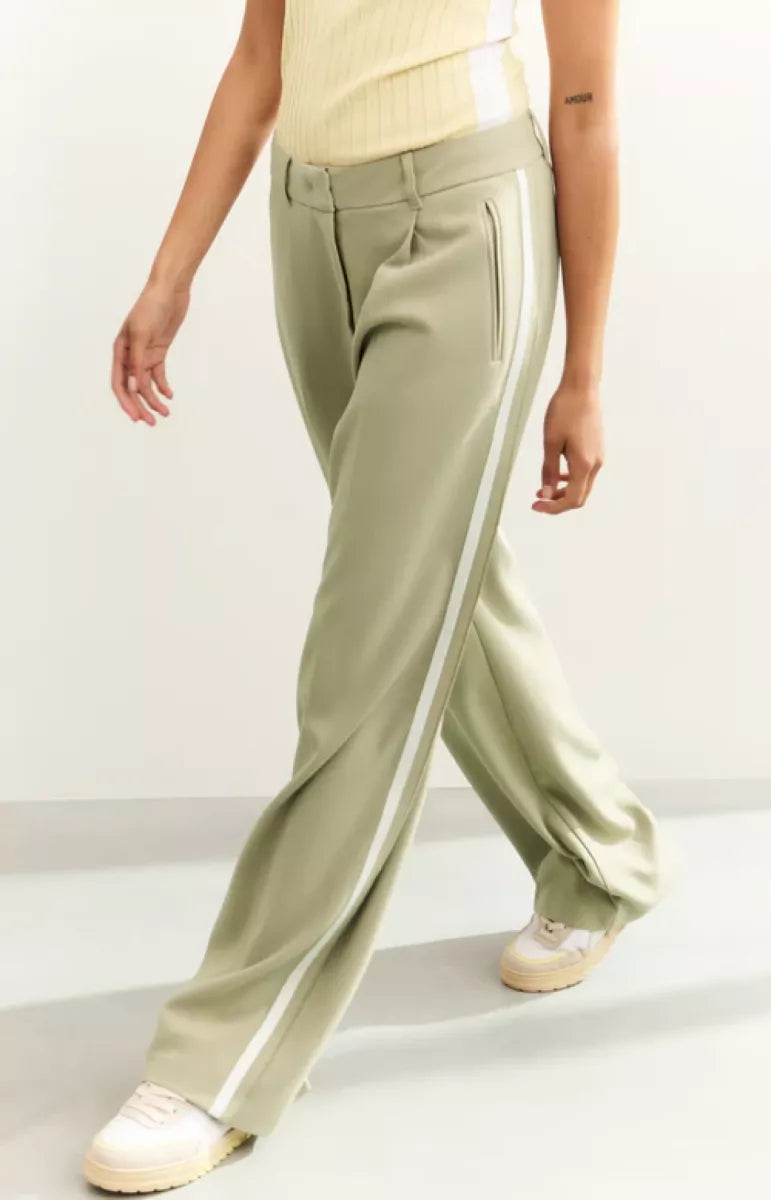 YAYA Trousers with Stripe - Groen